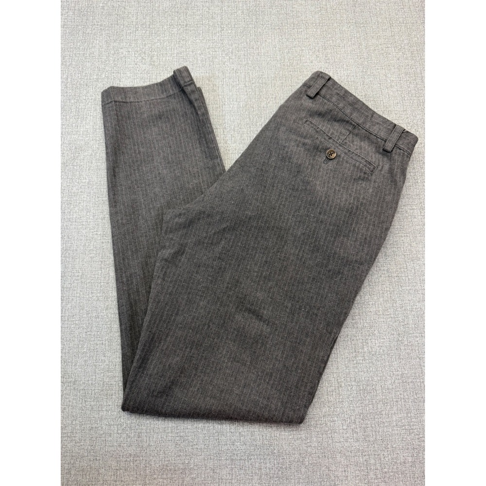 Brooks Brothers Men's Slim Fit Herringbone Pants Gray Cotton Stretch Chino 36x32